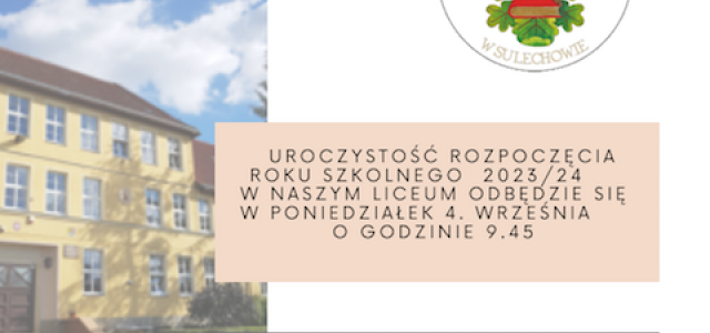 ROZPOCZĘCIE ROKU SZKOLNEGO  2023/2024